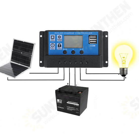 Portable Solar Panel Kit 10A/30A/60A/100A USB Battery Charger for Outdoor Camping Travel Caravan Van Boat