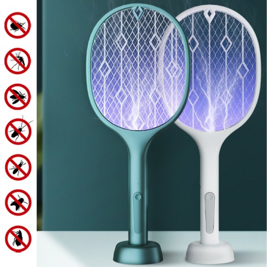 2-In-1 3000V Electric Mosquito Swatter Dual Mode Built-in Battery USB Rechargeable Outdoor Home Mosquito Killer