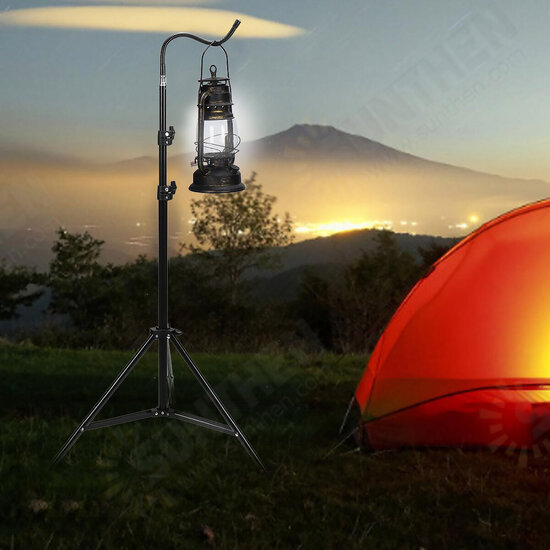 2.1m Foldable Lamp Holder Camping Outdoor Portable Tent Table Hanger Hook Light Fix Stand Camping Light Pole Tripod Phone Camera Ring Light Lamp Adjustable Arm Stand