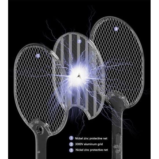 3PCS 3000V Electric Mosquito Swatter Portable Insect Repellent Travel Three-layer Anti-electric Shock Net USB Charging Mosquito Dispeller from
