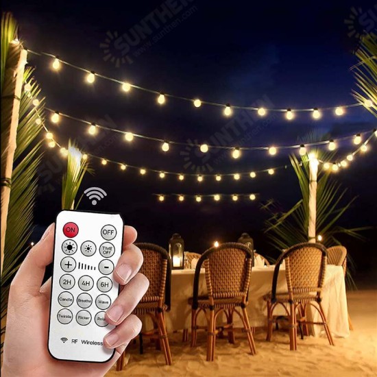 49FT Outdoor String Lights Shatterproof Remote Patio Lights With 15 Warm Yellow LED Bulbs Outdoor Waterproof Outdoor LED Lights