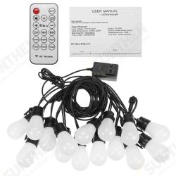 49FT Outdoor String Lights Shatterproof Remote Patio Lights With 15 Warm Yellow LED Bulbs Outdoor Waterproof Outdoor LED Lights