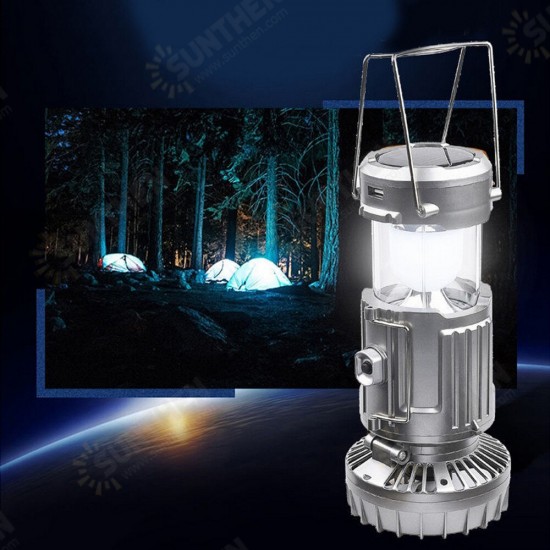 2-in-1 Solar Camping Light Portable Hanging Tent Lamp Rechargeable Cooling Fan Outdoor Camping Fishing Hiking