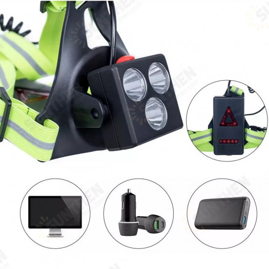 360LM XPG LED Camping Sports Night Running Light Chest Light Set USB Charging Safety Warning Lamp