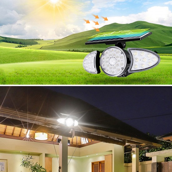 LED Solar Wall Light Adjustable Head IP65 Waterproof Super Bright Body Sensor Light Solar Spotlight for Outdoor Garden Yard