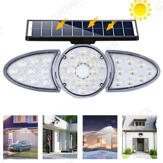 LED Solar Wall Light Adjustable Head IP65 Waterproof Super Bright Body Sensor Light Solar Spotlight for Outdoor Garden Yard