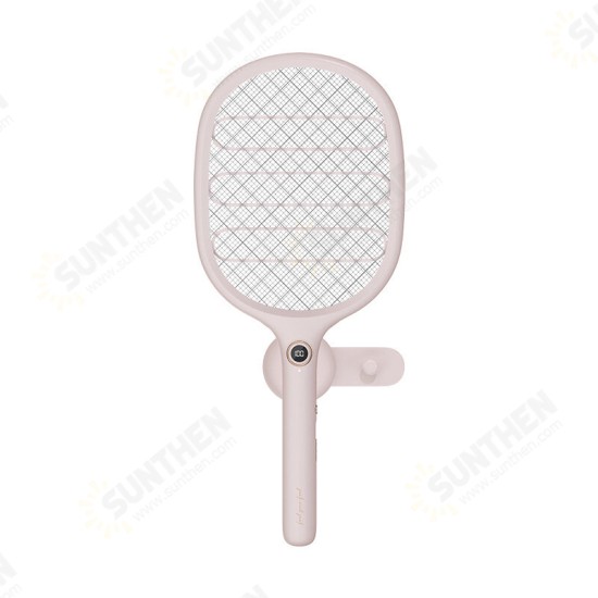 2-in-1 Electric Fly Mosquito Swatter 1800mAh USB/Magnetic Rechargeable 3-Layer Safety Mesh Bug Zapper Racket LED Night Light Camping Travel