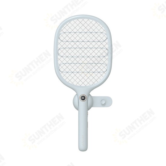 2-in-1 Electric Fly Mosquito Swatter 1800mAh USB/Magnetic Rechargeable 3-Layer Safety Mesh Bug Zapper Racket LED Night Light Camping Travel