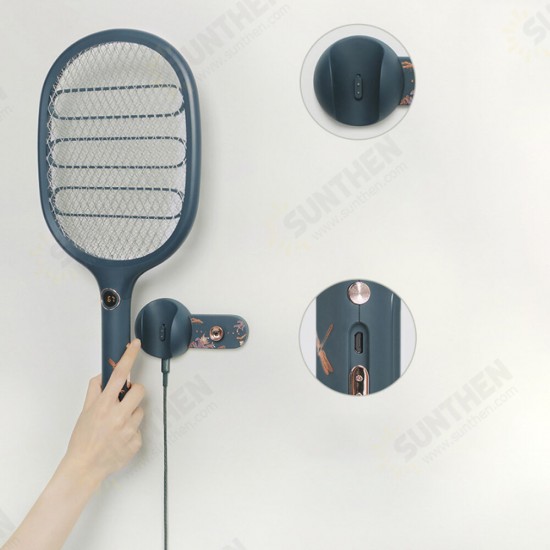 2-in-1 Electric Fly Mosquito Swatter 1800mAh USB/Magnetic Rechargeable 3-Layer Safety Mesh Bug Zapper Racket LED Night Light Camping Travel