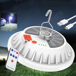 2 in 1 300W Solar LED Camping Light Remote Control Tent Light Hang Fishing Night Light Emergency Work Lamp Power Bank
