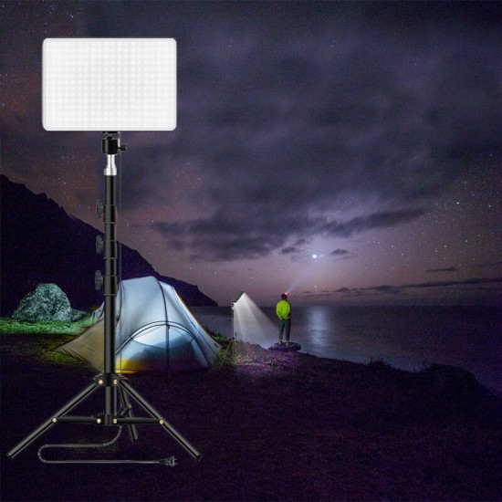 240 LED Camping Light 3200K-6000K 10 Gear Work Light 1.3m Adjustable Brightness Stand Photography Lantern with Tripod Remote Control EU Plug
