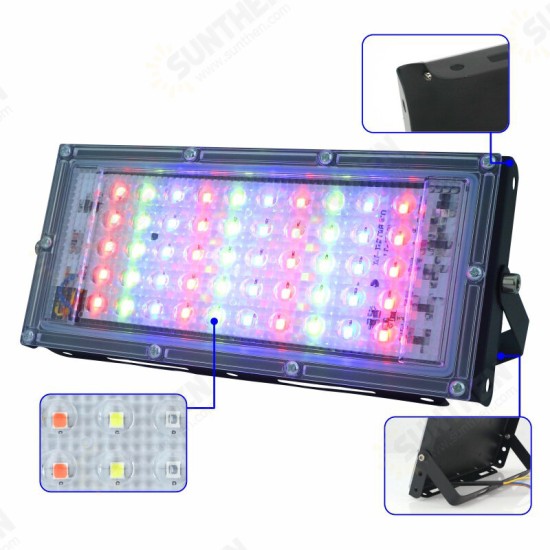 50W RGB LED Flood Light AC 220V 230V 240V Outdoor Floodlight Spotlight IP65 Waterproof LED Street Lamp Landscape Lighting