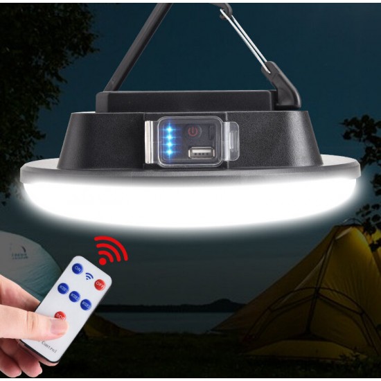 Solar LED Camping Lamp With Remote Control IPX6 Waterproof Outdoor Floodlight 3-Modes Hanging Tent Light