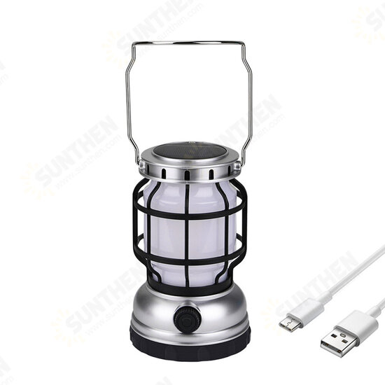 Solar Powered Kerosene Lamp Portable Camping Light Hanging Tent Lantern USB Rechargeable with Power Bank Outdoor Travel