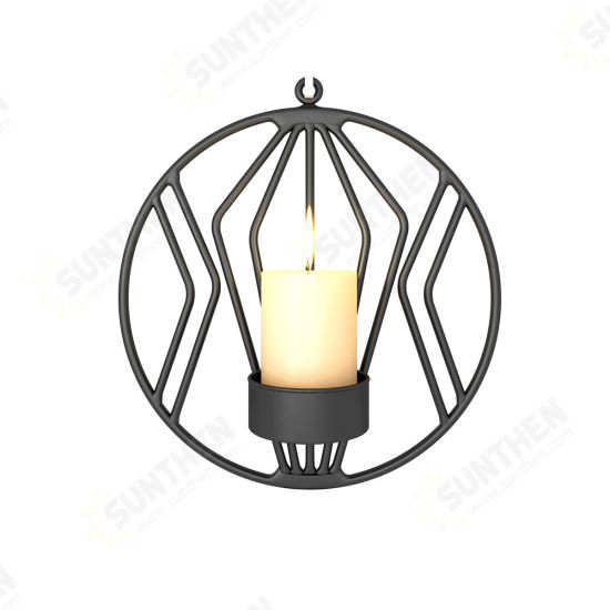 3D Geometric Candlestick Iron Wall Candle Holder Sconce Warm Home Party Decor