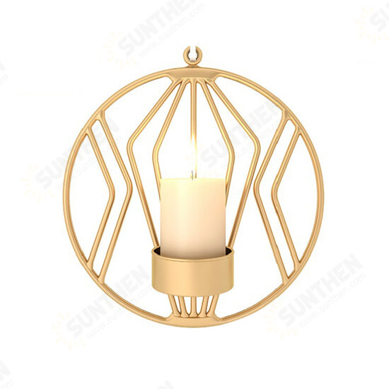 3D Geometric Candlestick Iron Wall Candle Holder Sconce Warm Home Party Decor