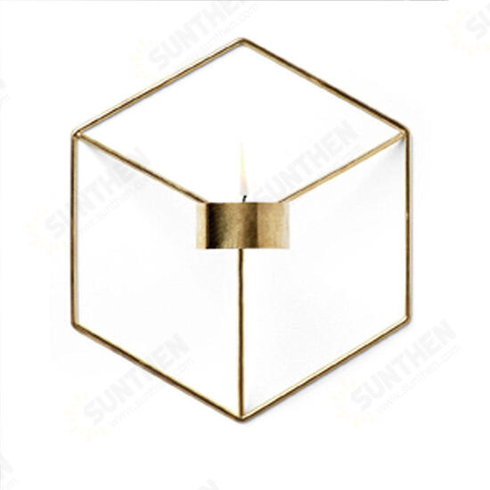 3D Geometric Nordic Style Candle Holder Iron Candlestick Handmade Wall Art Room Home Decor