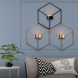 3D Geometric Nordic Style Candle Holder Iron Candlestick Handmade Wall Art Room Home Decor 3D Geometric Nordic Style Candle Holder Iron Candlestick Handmade Wall Art Room Home Decor