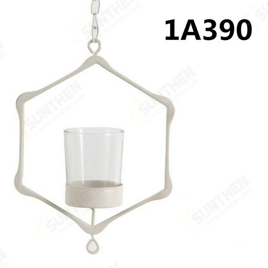 Glass Iron Hanging Glass Iron Art Lantern Tea Light Candle Holder Garden Decorations