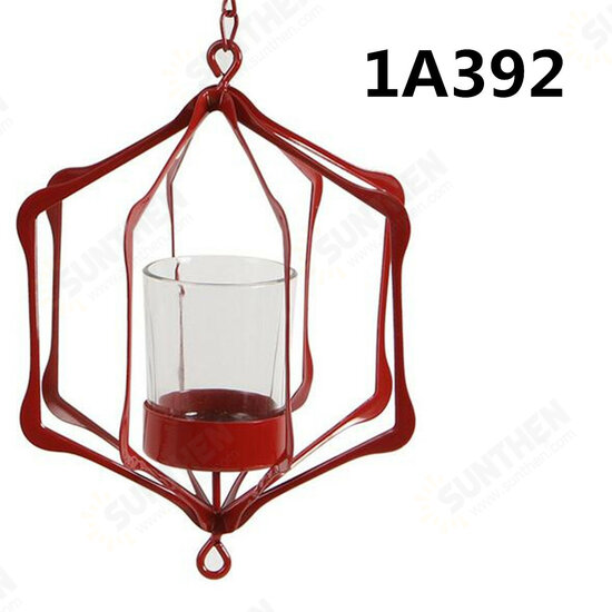 Glass Iron Hanging Glass Iron Art Lantern Tea Light Candle Holder Garden Decorations