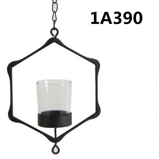 Glass Iron Hanging Glass Iron Art Lantern Tea Light Candle Holder Garden Decorations