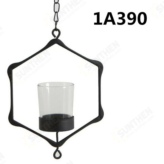 Glass Iron Hanging Glass Iron Art Lantern Tea Light Candle Holder Garden Decorations