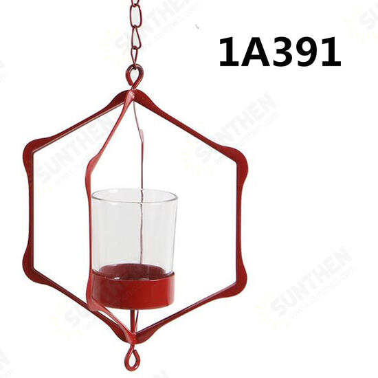 Glass Iron Hanging Glass Iron Art Lantern Tea Light Candle Holder Garden Decorations