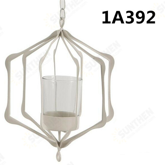 Glass Iron Hanging Glass Iron Art Lantern Tea Light Candle Holder Garden Decorations