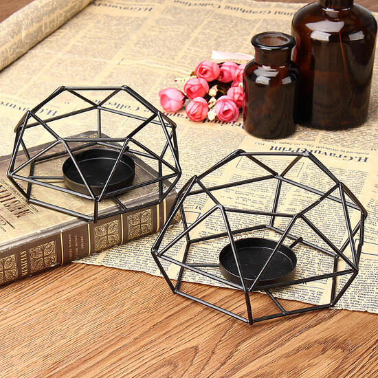 Metal Wire Candlestick Tea Light Candle Holder Tabletop Decor Industrial Lantern