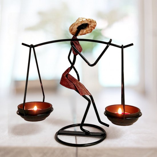 Nordic Metal Candlestick Abstract Character Sculpture Candle Holder Decorations
