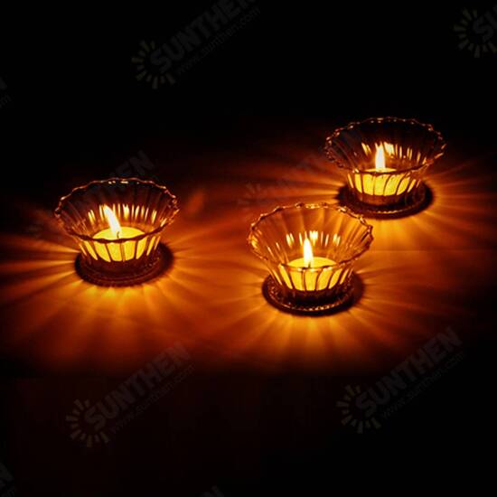 Transparent Flower Candle Holder Round Shape Glass Candle Stick Wedding Home Decor