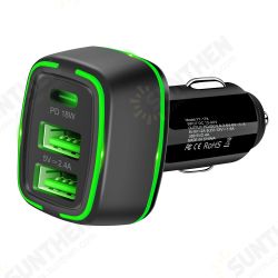 18W 3-Port USB PD Car Charger Adapter USB-C PD QC3.0 Fast Charging For iPhone 13 13 Mini 13 Pro Max For Samsung Galaxy Z Fllp3 5G For Xiaomi Mi12 18W 3-Port USB PD Car Charger Adapter USB-C PD QC3.0 Fast Charging For iPhone 13 13 Mini 13 Pro Max For Samsung Galaxy Z Fllp3 5G For Xiaomi Mi12