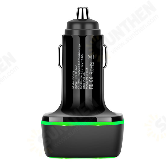 18W 3-Port USB PD Car Charger Adapter USB-C PD QC3.0 Fast Charging For iPhone 13 13 Mini 13 Pro Max For Samsung Galaxy Z Fllp3 5G For Xiaomi Mi12