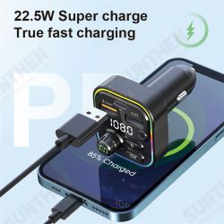 22.5W 2 Usb-As +PD Port FM Bluetooth Transmitter Fast Charging Car Charger Wireless Handsfree Car Mp3 Player For Mobile Phone 22.5W 2 Usb-As +PD Port FM Bluetooth Transmitter Fast Charging Car Charger Wireless Handsfree Car Mp3 Player For Mobile Phone