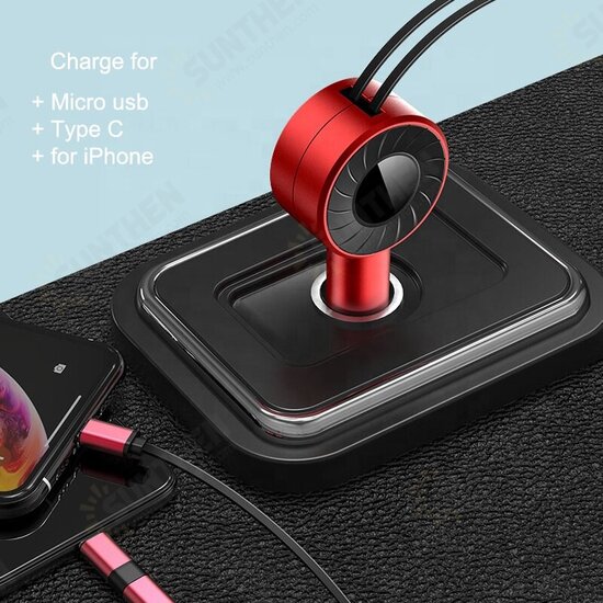 3In1 USB Car Charger Apple/USB Type-C/Micro USB Retractable Cable Power Adapter Fast Charging For iPhone 13 Pro Max Samsung Galaxy Z Fllp3 5G Xiaomi12