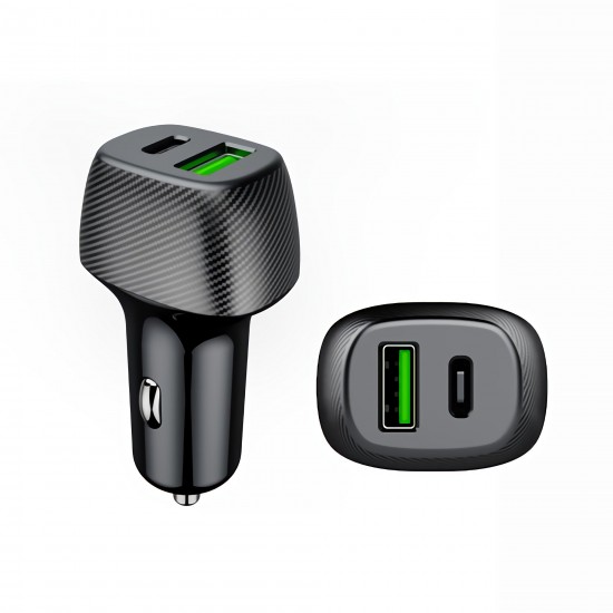 38W 2-Port USB PD Car Charger Adapter 20W USB-C PD & 18W USB-A QC3.0 Fast Charging For iPhone 13 Pro Max For Samsung Galaxy Note 20 For Xiaomi 12