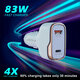 83W 2-Port USB Car Charger USB-C PD 65W+QC3.0 18W Support AFC Fast Charging For iPhone 13 13Mini 13Pro Max Samsung Galaxy Z Fllp3 5G For Xiaomi Mi12