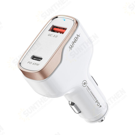 83W 2-Port USB Car Charger USB-C PD 65W+QC3.0 18W Support AFC Fast Charging For iPhone 13 13Mini 13Pro Max Samsung Galaxy Z Fllp3 5G For Xiaomi Mi12