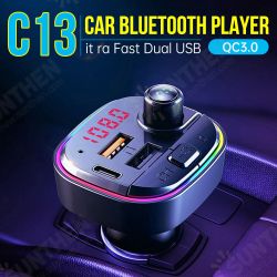 C13 bluetooth V5.0 FM Transmitter 18W PD+QC3.0 USB Car Charger 7 Colors RGB Backlit Light LED Display Wireless Radio Adapter HiFi Music Play With Mic C13 bluetooth V5.0 FM Transmitter 18W PD+QC3.0 USB Car Charger 7 Colors RGB Backlit Light LED Display Wireless Radio Adapter HiFi Music Play With Mic