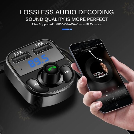 Dual 3.1A Ports bluetooth USB FM Player AUX Transmitter Hands-Free Car Charger Radio Receiver MP3 Player