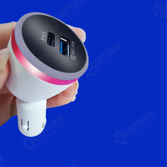 PD QC3.0 3.1A LED Light Fast Charging USB Car Charger For iPhone XS 11 Pro Mi9 9Pro Oneplus 6T 7 Pro