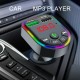 Bluetooth V5.0 FM Transmitter Dual USB Car Charger 7 Colors RGB Backlit Light Display Wireless Radio Adapter HiFi Music Play With Mic Hands-Free Calls
