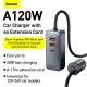 120W 4-Port 2 USB + 2 Type-C Car Charger PPS PD QC3.0 FCP AFC Fast Charging 1.5m Long Cable