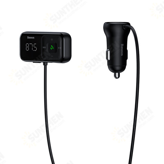 Car Bluetooth 5.0 FM Transmitter 2-Port USB Charger QC3.0 Quick Charge Audio Adapter Car Kit With Microphone Handsfree Call 3.5mm Aux Input Music Play