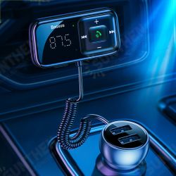 Car Bluetooth 5.0 FM Transmitter 2-Port USB Charger QC3.0 Quick Charge Audio Adapter Car Kit With Microphone Handsfree Call 3.5mm Aux Input Music Play