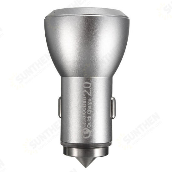 QC 2.0 Dual 2 USB Aluminum Alloy Safety Hammer Fast Charging Car Charger