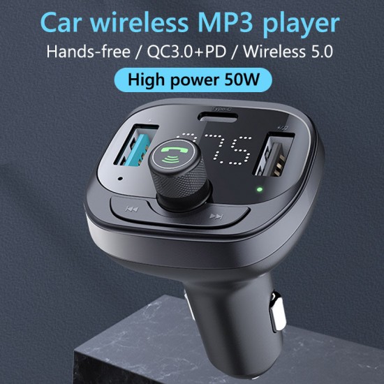 Qc3.0 Type C Pd Fast Charging 36W 2 Usb Charger Handsfree Wireless Fm Modulator Car Charger Mp3 Player Fm Transmitter