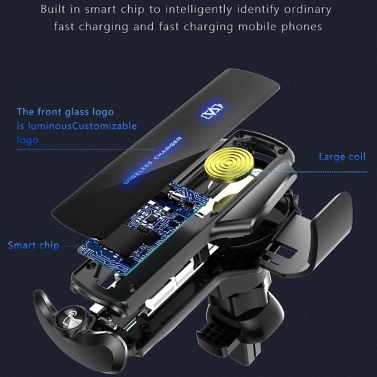 15W Car Electric Induction Mobile Phone Holder Air Outlet Navigation Car Wireless Charging Bracket For iPhone 13 Pro Max Samsung GalaxyS21 5G Xiaomi12