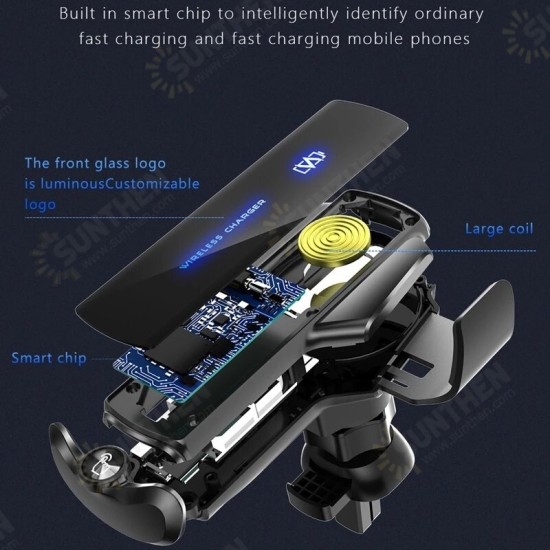 15W Car Electric Induction Mobile Phone Holder Air Outlet Navigation Car Wireless Charging Bracket For iPhone 13 Pro Max Samsung GalaxyS21 5G Xiaomi12