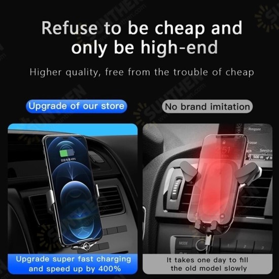 15W Car Electric Induction Mobile Phone Holder Air Outlet Navigation Car Wireless Charging Bracket For iPhone 13 Pro Max Samsung GalaxyS21 5G Xiaomi12